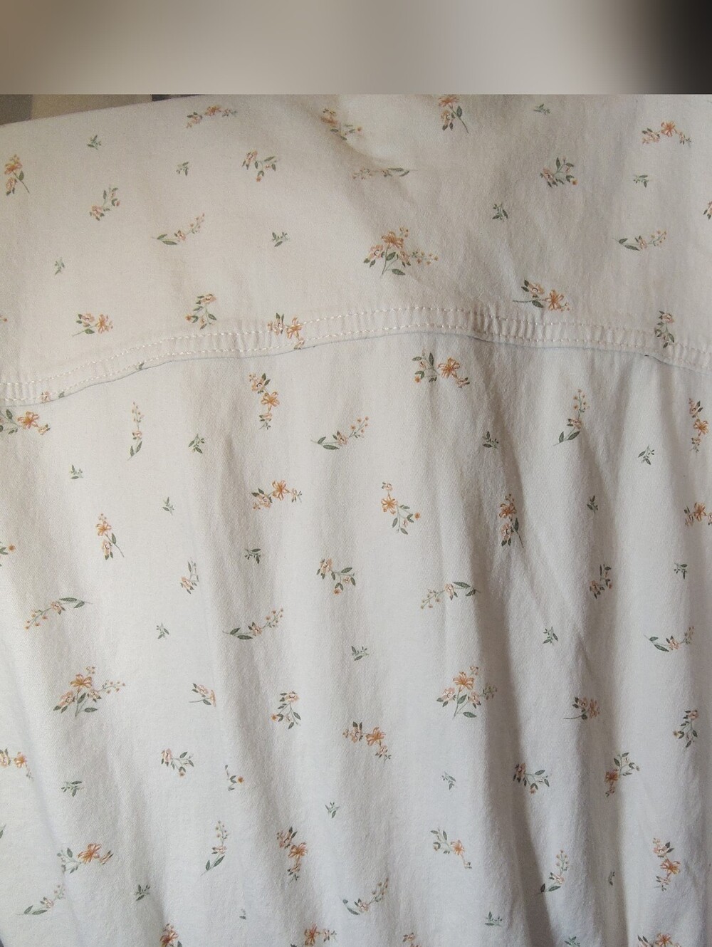 J Crew Romper, Women, Denim White Peach/Green Floral, BttnUp, Collar, Pockets, L - Picture 10 of 14
